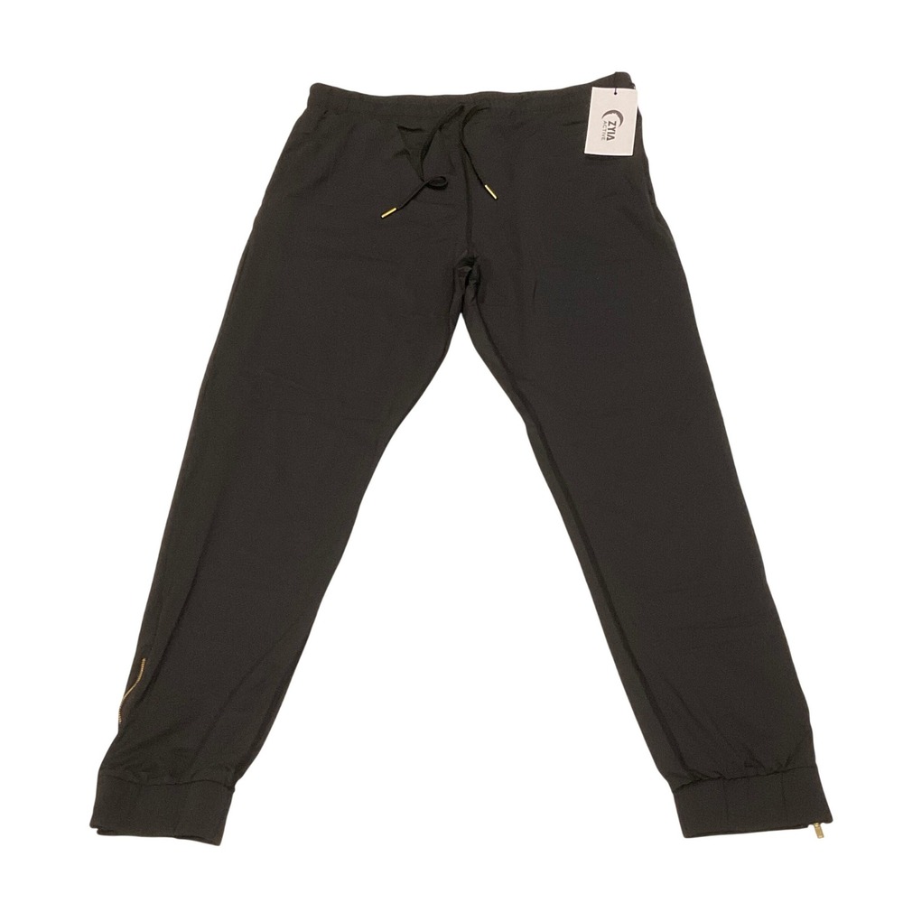 ZYIA Black Everywhere Zipper Jogger Slim tapered fitLow-profile hip pockets XL - Picture 2 of 15
